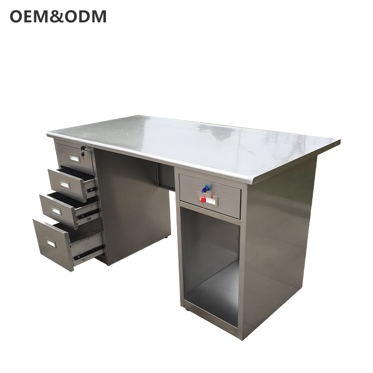 Commercial stainless steel operational work table with 5 drawers, antibacterial stainless steel work table for lab and workshop
