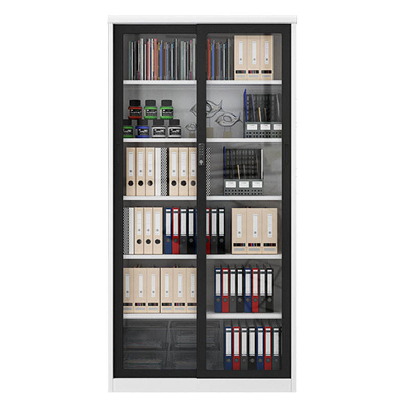 Manufactory 2000*1000*400 Slide Glass Door Lockable Metal Shelf Steel Storage Book