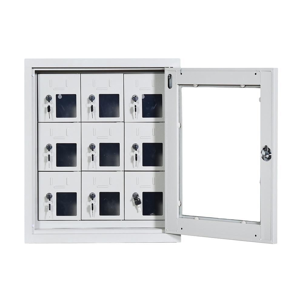 Cell Phone Charging Station Locker Supermarket Metal Mini 9 Doors Charger Storage Lockers Cabinet