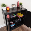 Folding 2 shelf metal storage cabinet with wheels, large space foldable cupboard cabinet for home office small archive cabinet