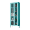 Double door glass door tall bookshelf storage metal cabinet