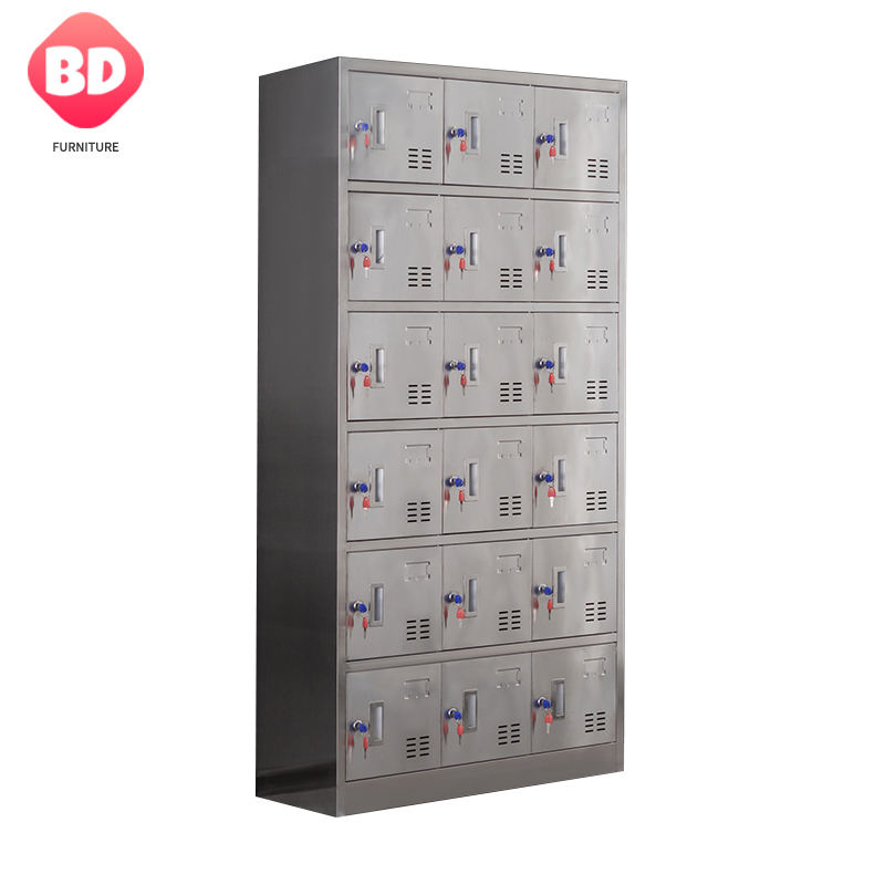 Cheap Price 18doors cupboard storage cabinet stainless steel locker for factory and Hospital Clean Room