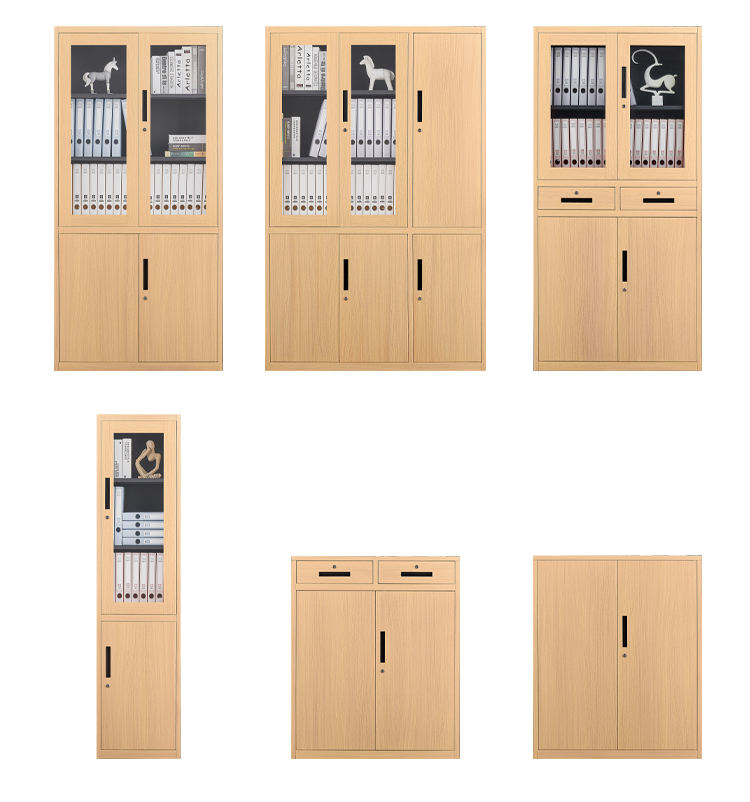 Full Height Office Metal Cabinet With 2 Drawers Wood Like Filing Cabinet Wood Grain File Cabinet