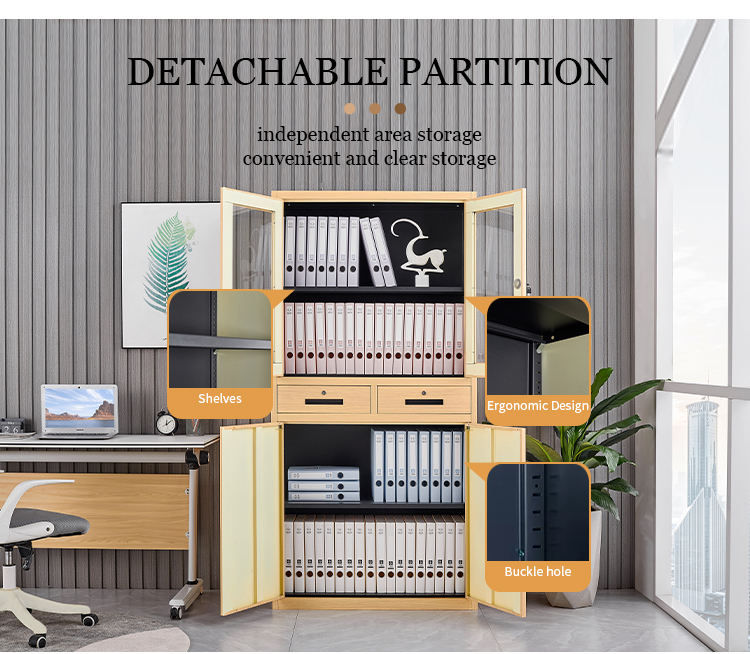 Full Height Office Metal Cabinet With 2 Drawers Wood Like Filing Cabinet Wood Grain File Cabinet