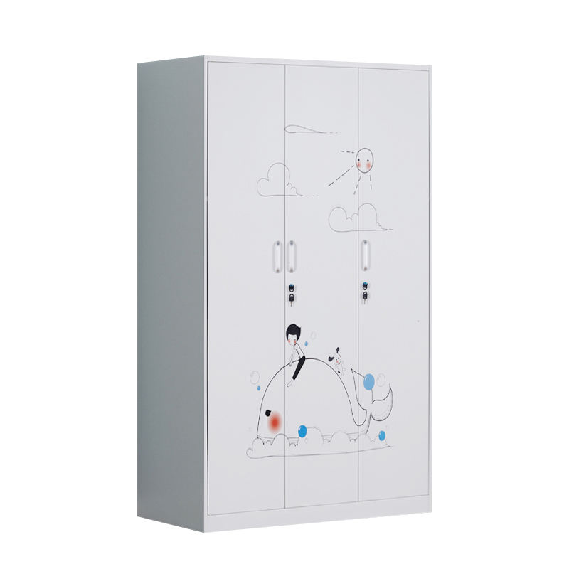 Factory directly 3 door metal wardrobe closet clothes wardrobes printing cabinet printed wardrobe