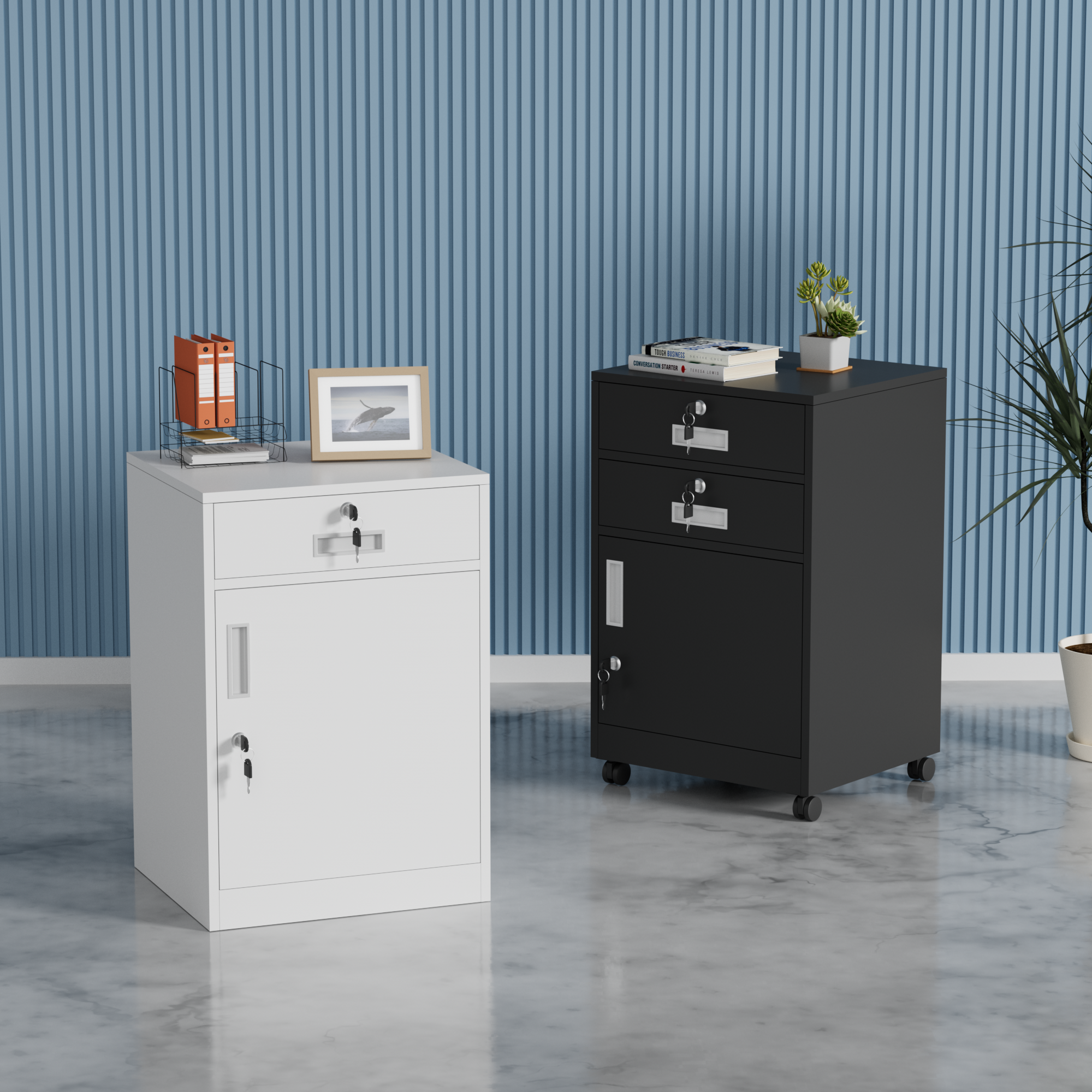 Hot style high-looking drawer-type file cabinet with two drawers and one door password lock file cabinet
