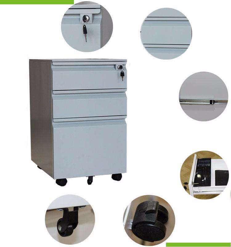 3-drawer mobile file cabinet vertical mobile pedestal cupboard small mobile storage cabinet