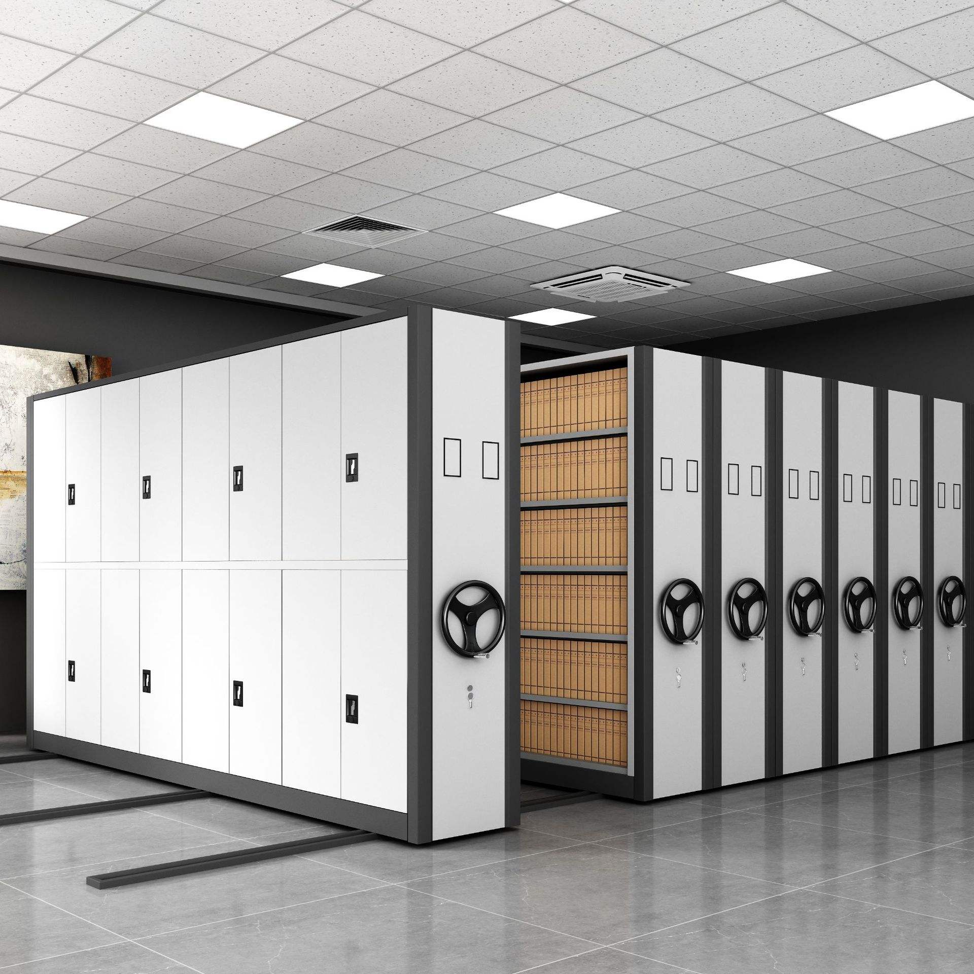 Hand push mobile compactors file storage