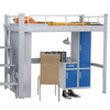 Metal apartment bed loft save space with table and cabinet