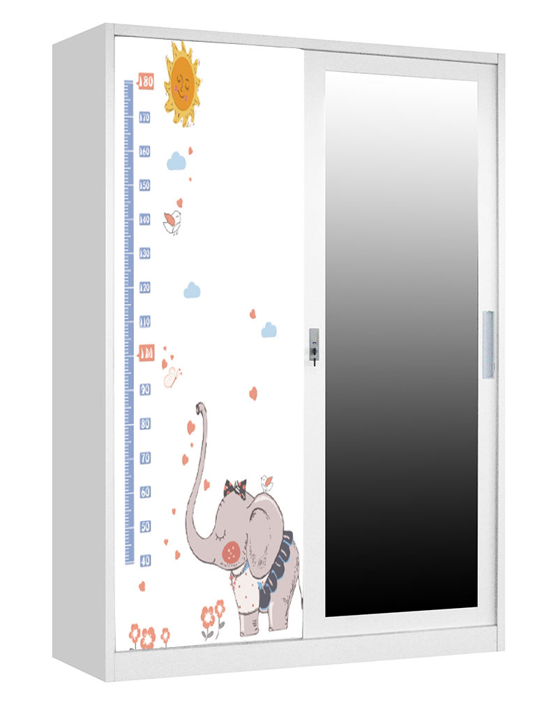 Wholesale Price Sliding Door Detachable Steel Design Printed Pattern Metal Wardrobe clothes cabinet