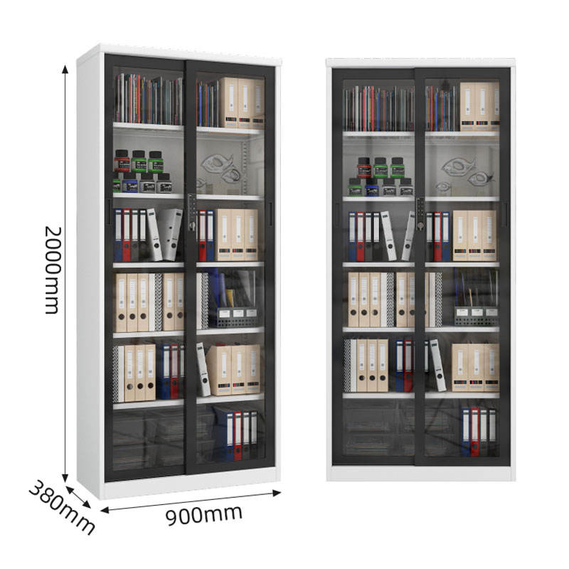 Manufactory Slide Glass Door Lockable Metal Shelf Steel Storage Book