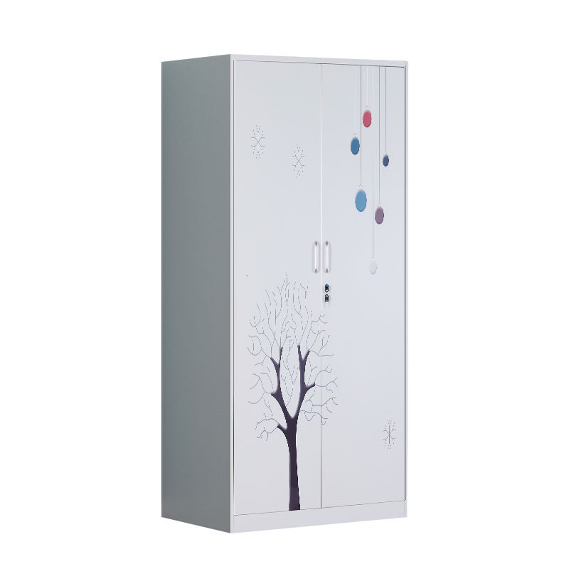 Hot selling good looking double door patterned metal wardrobe bedroom furniture