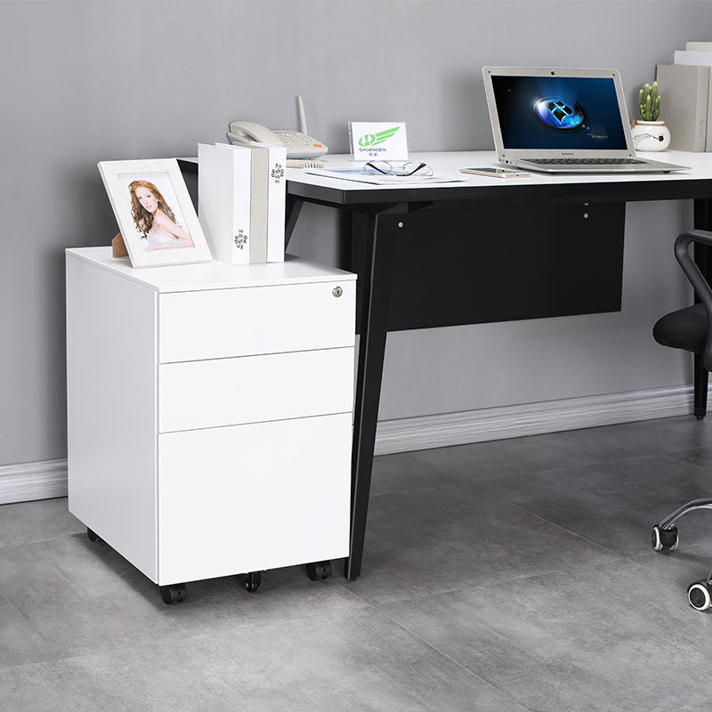 High quality metal storage cabinet with wheels three drawer steel movable filing cabinet