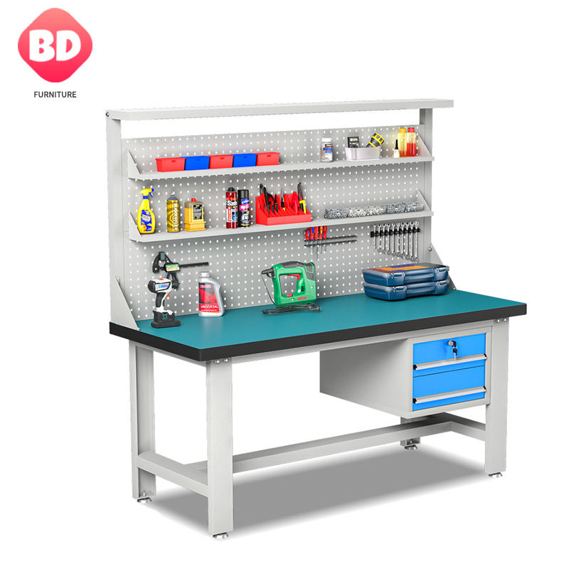 Metal tool workbench with 4 drawers for workshop, load 1000kg steel ESD workbench with drawers, assembly workbench work table