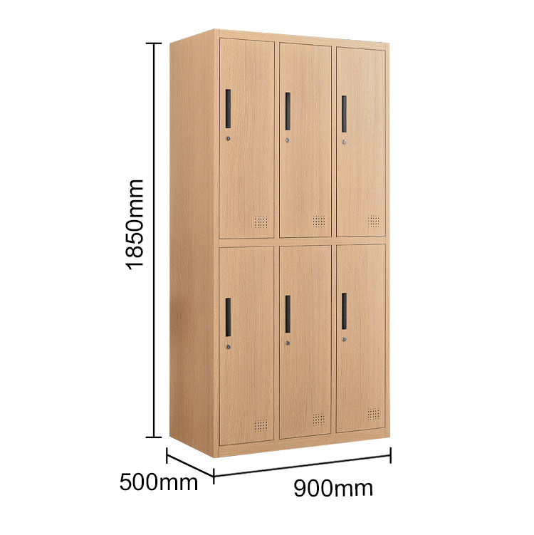 Factory Price Bedroom Wall Wardrobe Design Clothe 6 Door Wood Grain Locker Cabinet cheap metal wardrobe