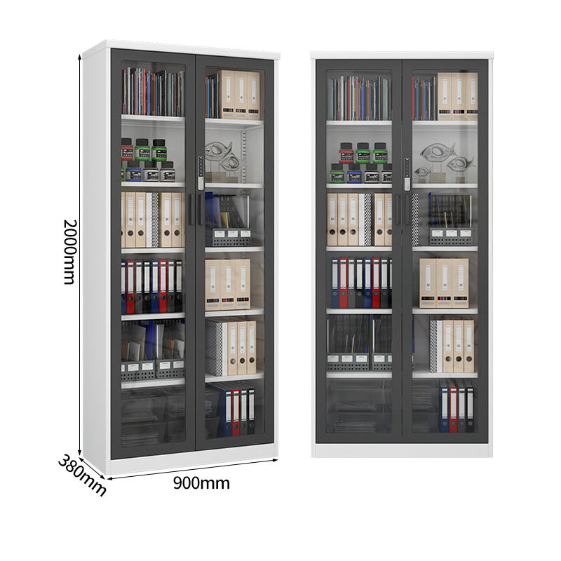 Manufactory 2000*900*400 Glass Door Metal Shelf Steel Storage Book