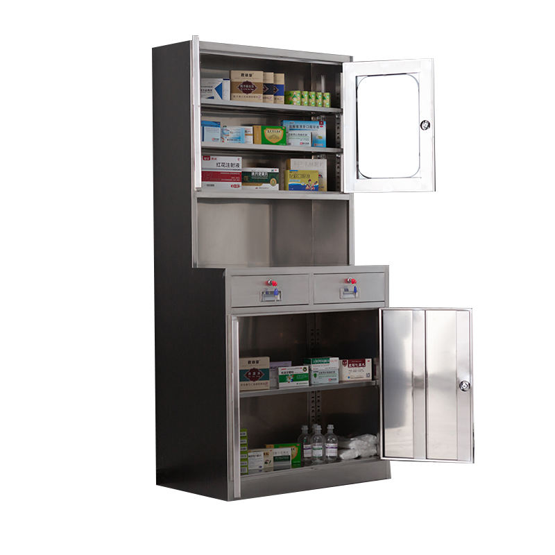 medical glass door stainless steel file storage cabinet for office and workshop