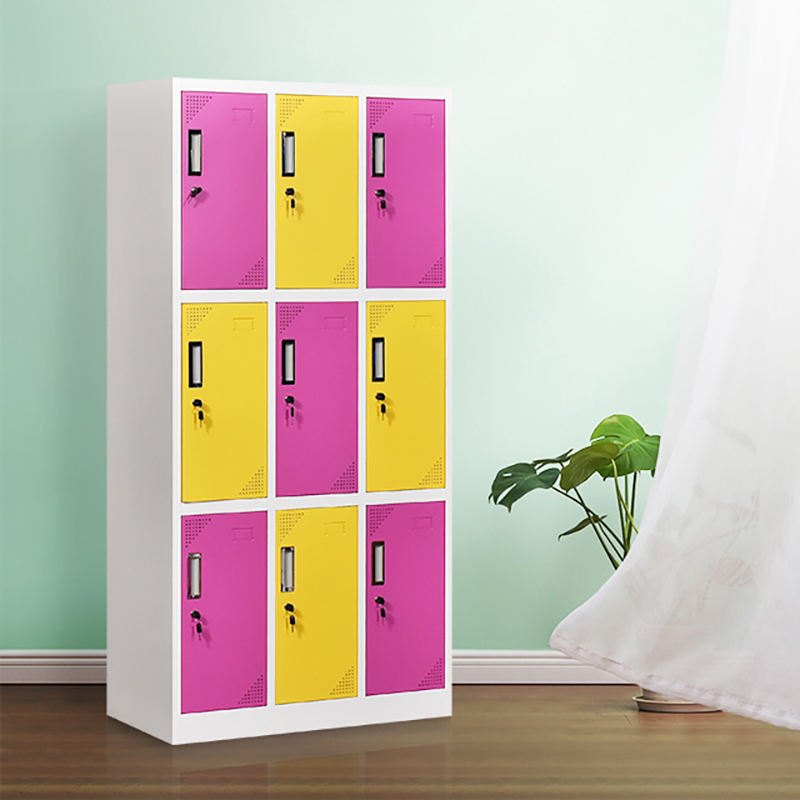 Commercial office locker furniture modern design metal locker with hanger knock down 9 door