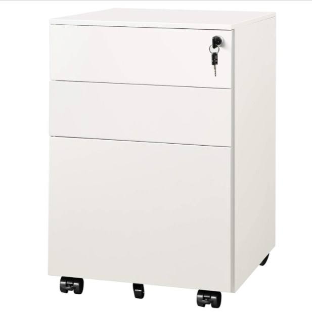 Knocked down mobile pedestal filing cabinet wheels under desk Mobile filing cabinets