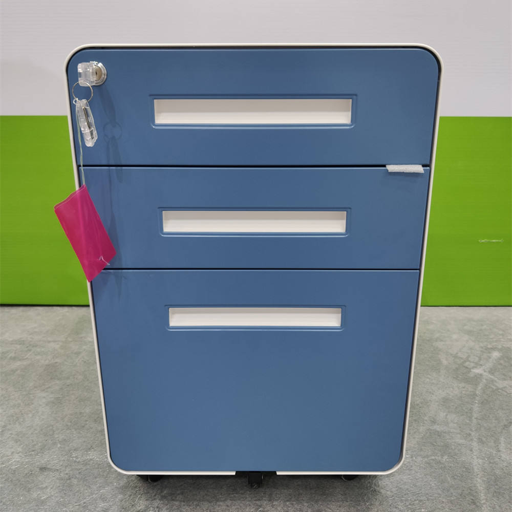Commercial 3 drawer mobile filing cabinet pedestal steel mobile Pedestal Steel Cabinet