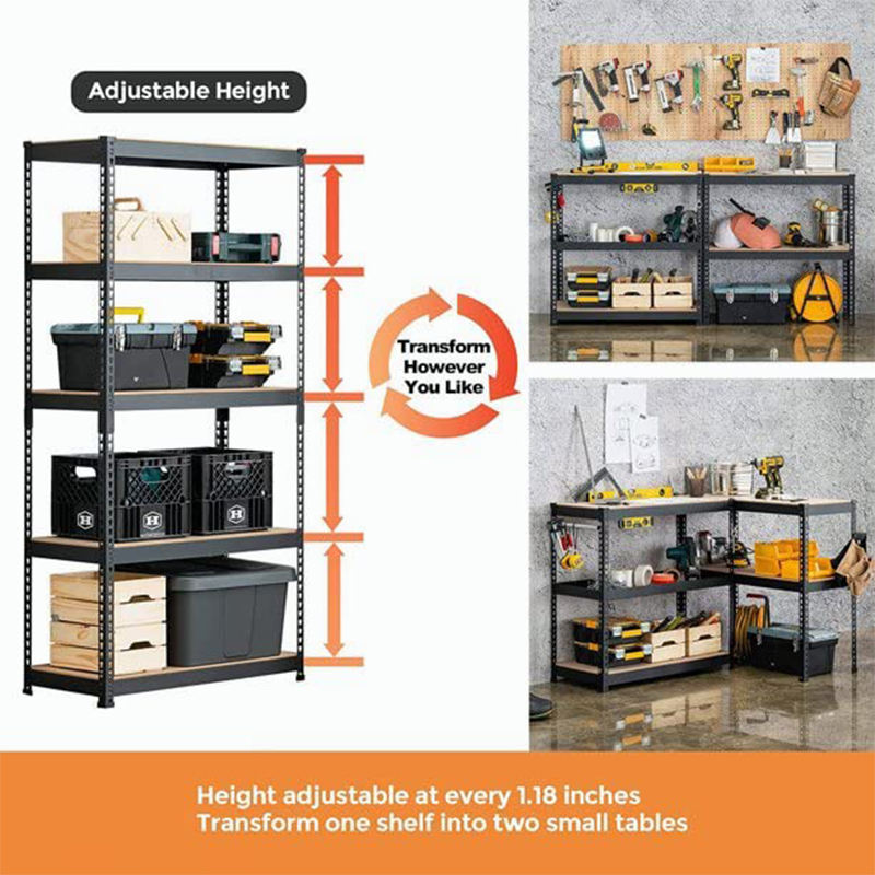 Industrial Black Storage Adjustable Warehouse Shelf Heavy Duty Metal Boltless Shelving five layers heavy duty boltless shelving