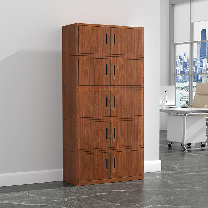 Cheap steel Wood Like File Cabinet office 5 doors file storage cabinet metal cupboard with shelf