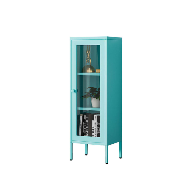 Single-door colored glass door storage tall bookcase simple metal file cabinet