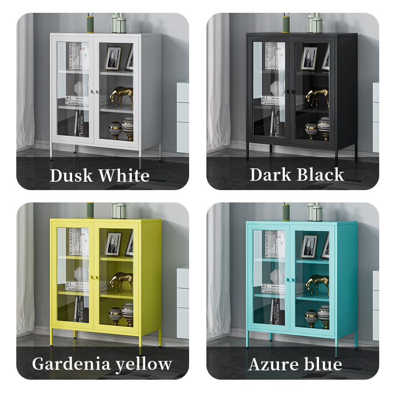 Single-door colored glass door storage tall bookcase simple metal file cabinet
