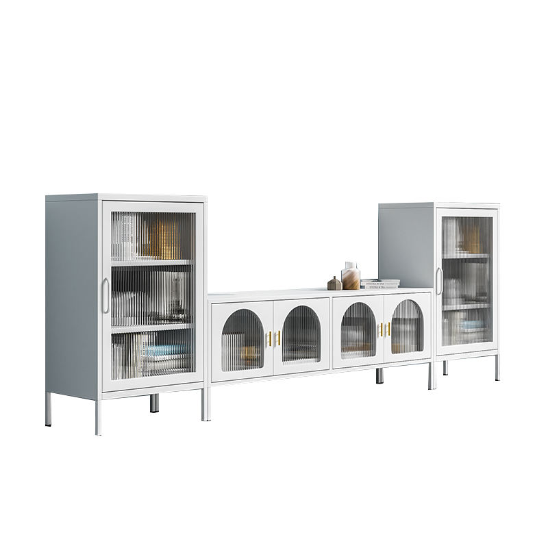 Modern Iron TV cabinet simple living room glass storage cabinet light luxury bedroom Tv stand NON-formaldehyde, metal cabinet