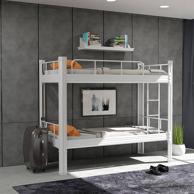 Cheap steel tube bunk bed twin white metal
