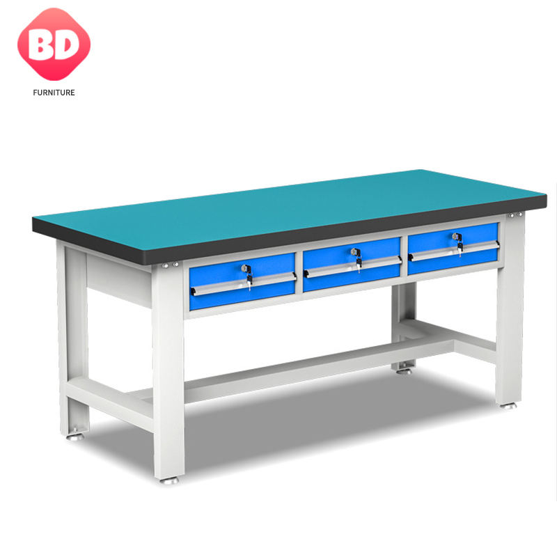 Metal tool workbench with 4 drawers for workshop, load 1000kg steel ESD workbench with drawers, assembly workbench work table