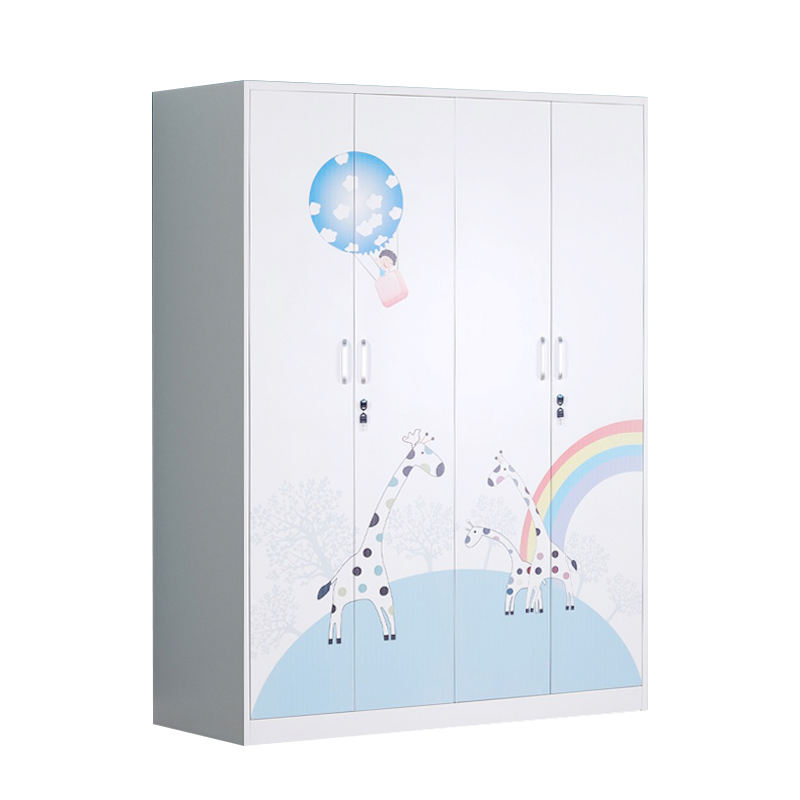 Hot selling 4 door printed cabinet Metal printing cabinet Locker closet clothes wardrobes metal printed wardrobe