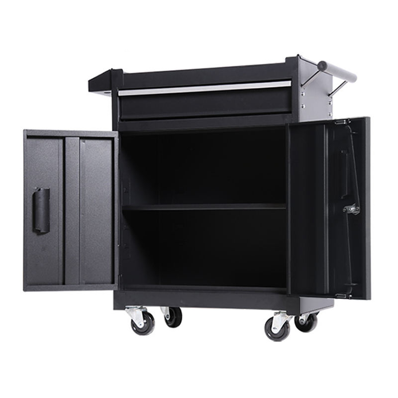 2 Drawers and 2 Doors Mobile Tool Cabinet Tin Tool Car Rolling Metal Trolley Multi-function Cart