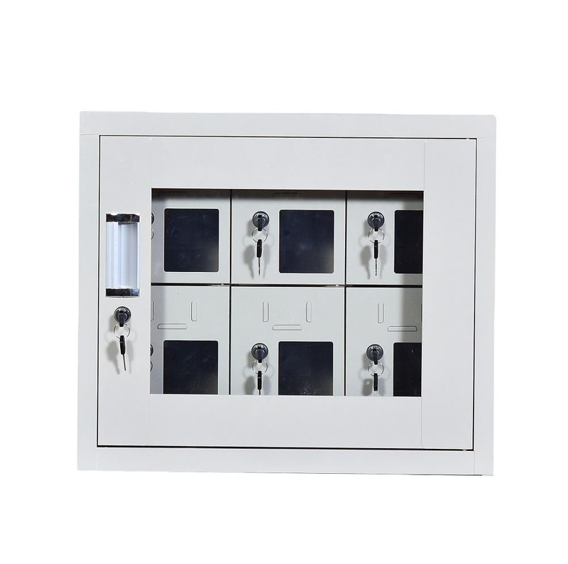 6 Doors Metal Multi-Purpose Phone Lockers Storage Cellphone Charging Locker for Public Places