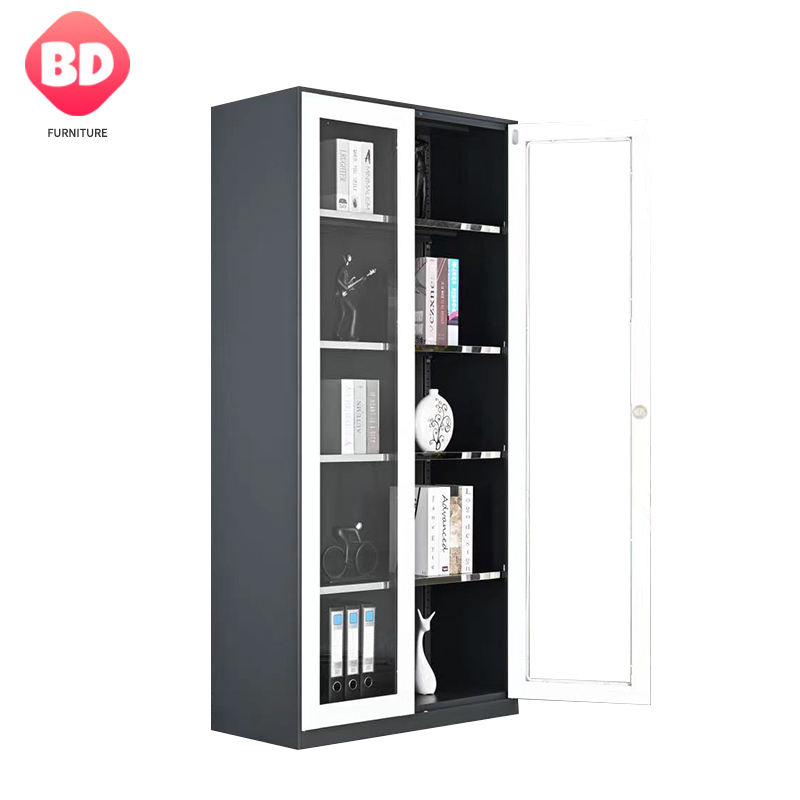 New design office furniture steel filing cabinet with glass door, metal file storage cabinet