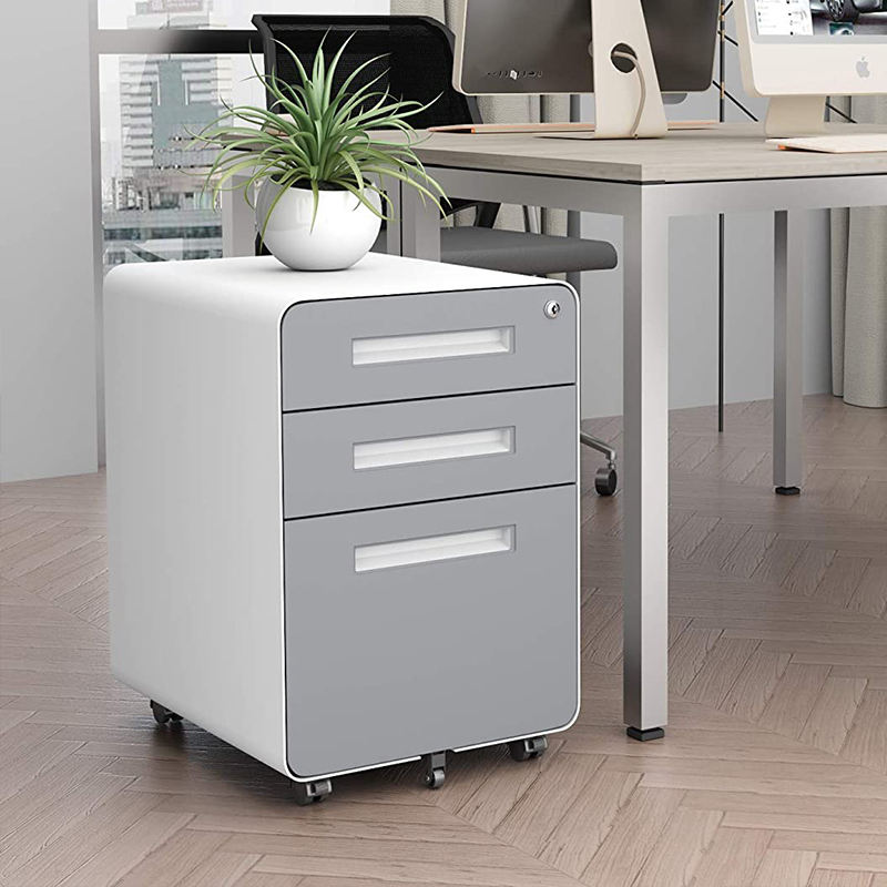 Mobile 3 drawer pedestal cabinet mobile Lockable under desk metal small mobile storage cabinet