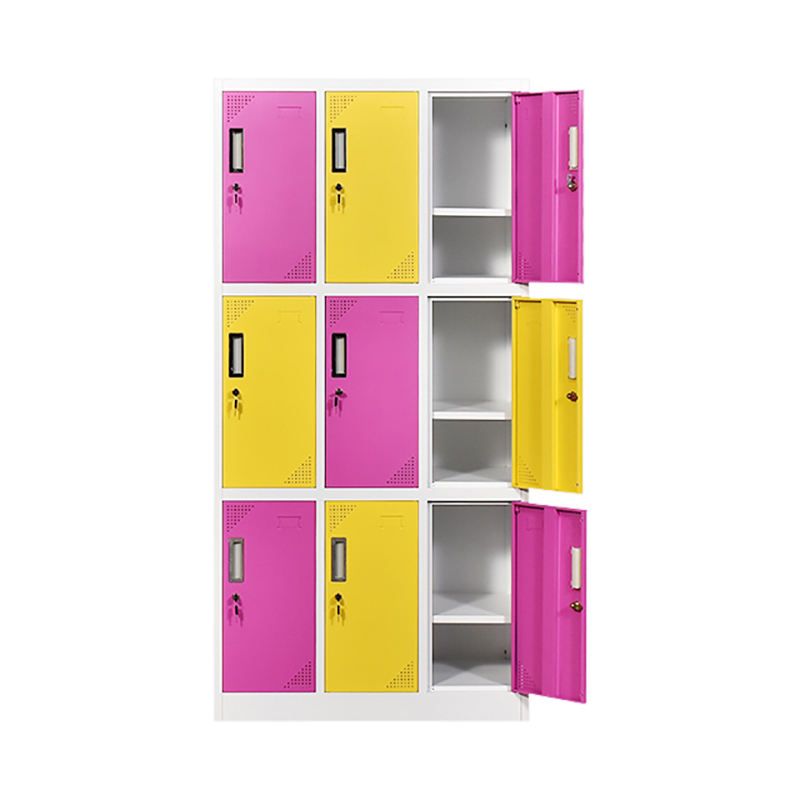 Commercial office locker furniture modern design metal locker with hanger knock down 9 door