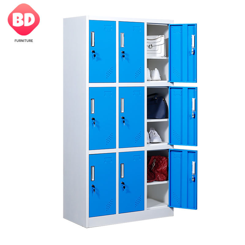Steel 9 Compartment Locker Loker Para Gimnasio Armadietto Della Scuola Durable Metal Door Locker