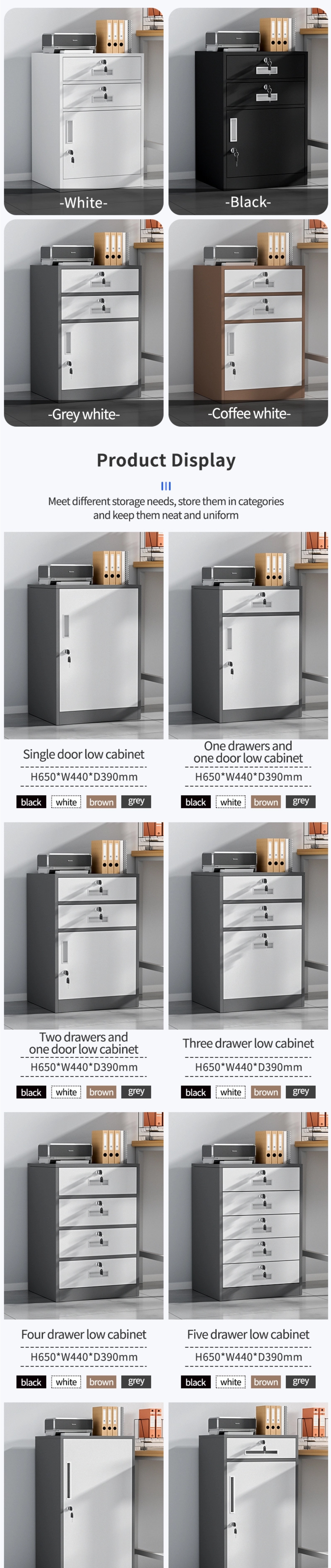 900mm High Wheeled 2-Drawer Office Cabinet
