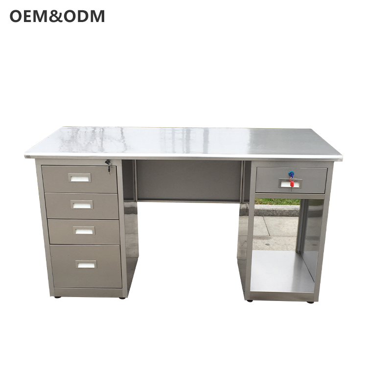 Commercial stainless steel operational work table with 5 drawers, antibacterial stainless steel work table for lab and workshop