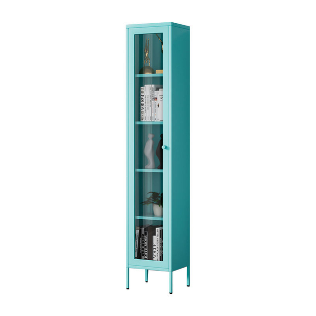Single-door colored glass door storage tall bookcase simple metal file cabinet