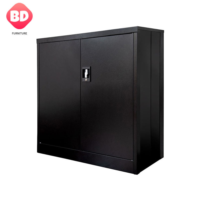 Folding 2 shelf metal storage cabinet with wheels, large space foldable cupboard cabinet for home office small archive cabinet