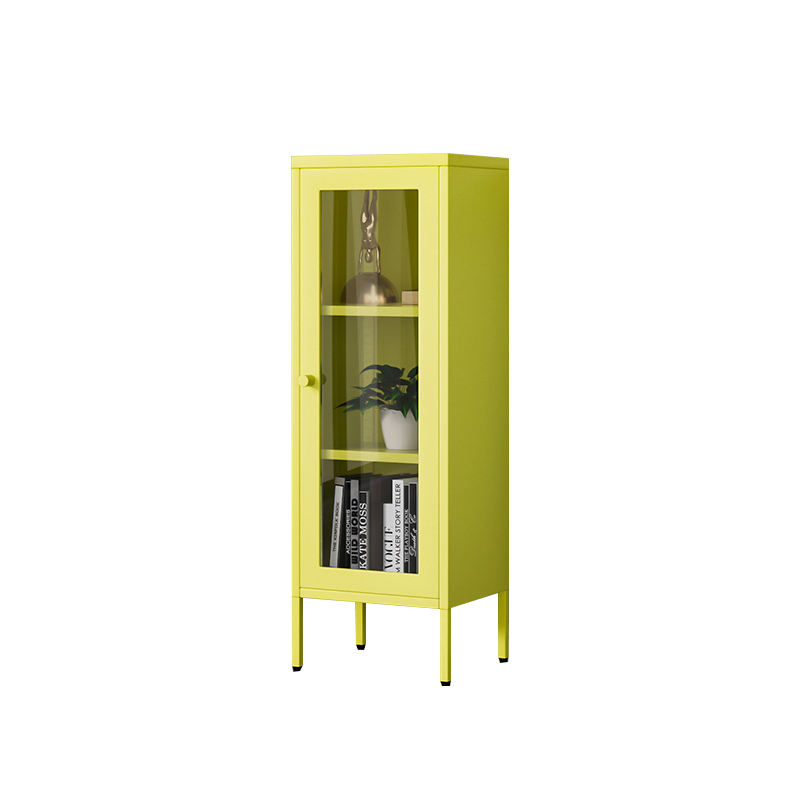 Single-door colored glass door storage tall bookcase simple metal file cabinet