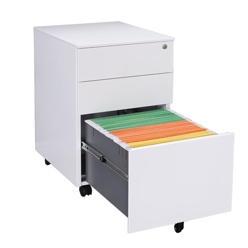 High quality metal storage cabinet with wheels three drawer steel movable filing cabinet