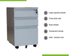 3-drawer mobile file cabinet vertical mobile pedestal cupboard small mobile storage cabinet