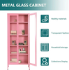 Double door glass door tall bookshelf storage metal cabinet
