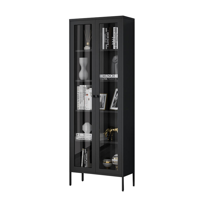 Double door glass door tall bookshelf storage metal cabinet