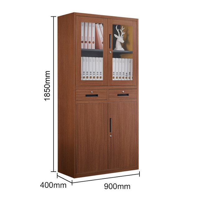 Office Furniture File Cupboard 2 Door Wood Grain Cabinet Steel filing cabinet