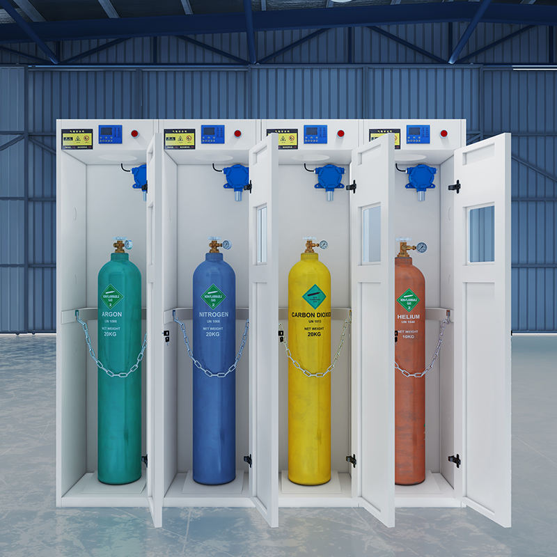 Gas Cylinder Safety Storage Cabinet With Sensitive Detector Laboratory Steel Cabinet Gas Cylinders