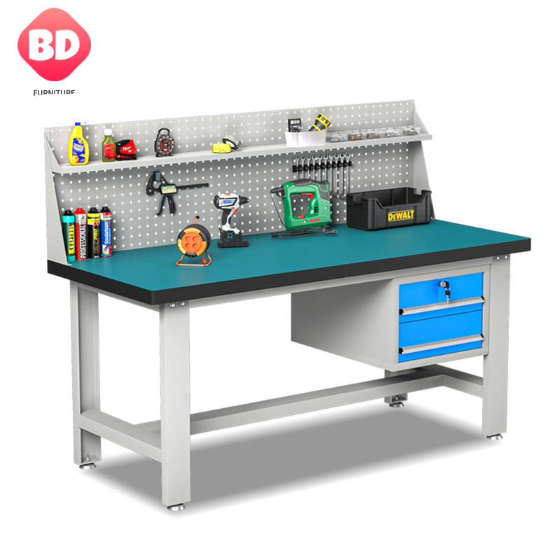 Heavy duty steel workbench ajustable, customized workbench with drawers, industrial metal workbench for lab and workshop